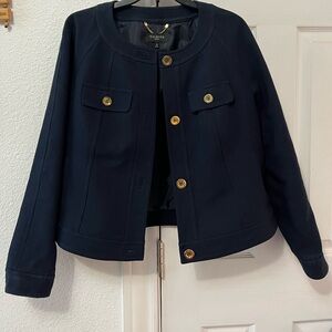 Talbots Blue Blazer Tailored Cropped Design
